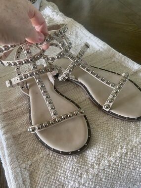 ShuShop Cream Studded Gladiator Sandals